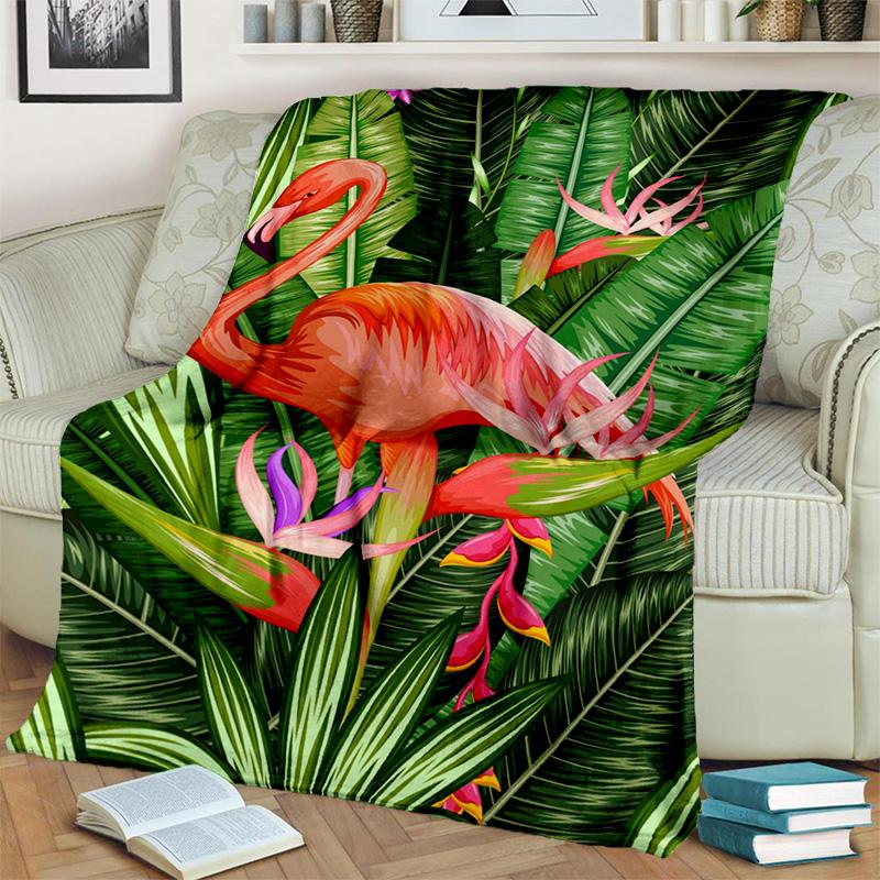 HD Pink Flamingo Bird Rainforest Cartoon Blanket,Soft Throw Blanket for Home Bedroom Bed Sofa Picnic Travel Cover Blanket Kids