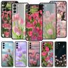 Pink Tulip Flower Love Heart Soft Phone Case For Samsung Galaxy S25 Edge S24 Plus S23 FE S22 S21 S20 Ultra 5G S10 Protect Cover