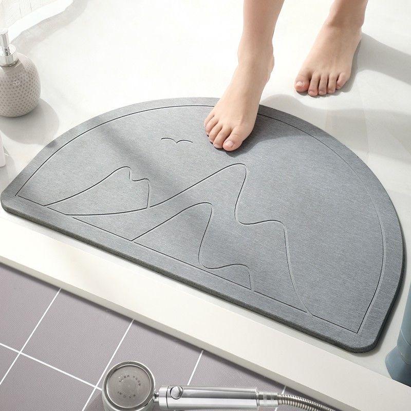 Diatom mud suction toilet quick drying floor mat non-slip foot mat toilet bath mat