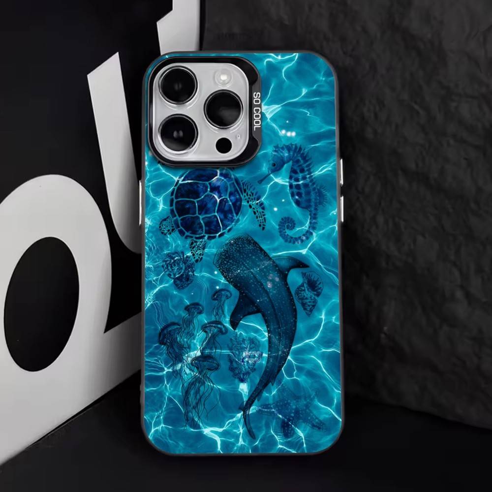 

Marine life and Seawater Phone Case For iPhone 17,16,15,14,13,12,11 Plus,Pro Max,XS,Colorful Silver Phone case Funda Cover iPhone15pro