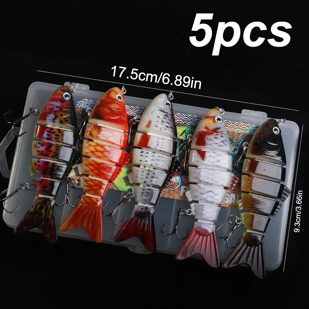 FTK 5pcs Artificial Lure, 10 cm / 19.6 g, Multi-Section Lure, 6-Section Bio-Lure, Hard Lure, Multi-Section Fishing Lure 10CM
