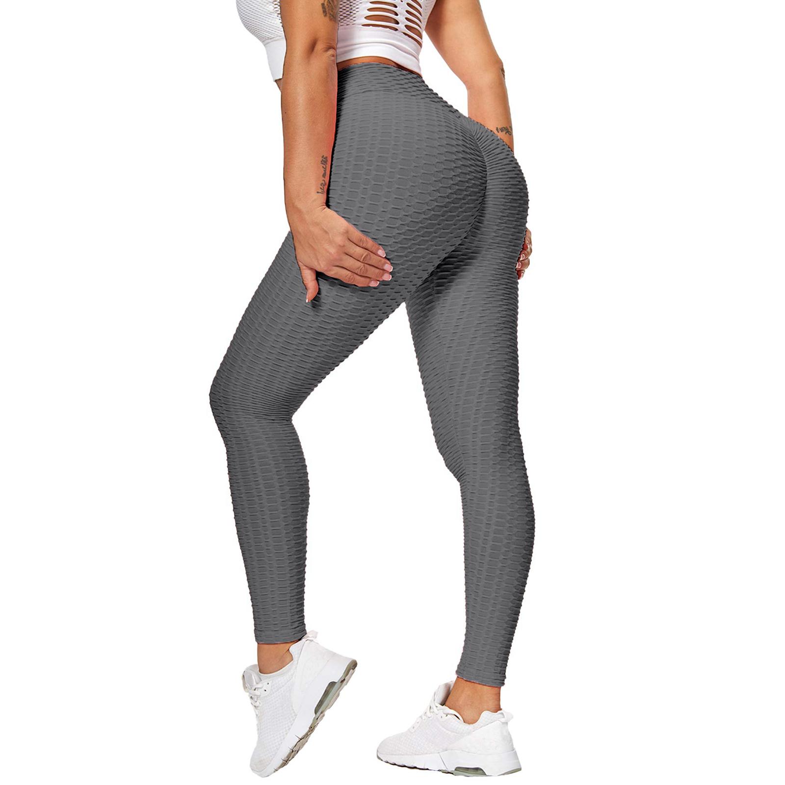 Women s Sexy Long Pants, Yoga, Fitness, Peach Hips, Bubble Sports Leggings With Pockets M
