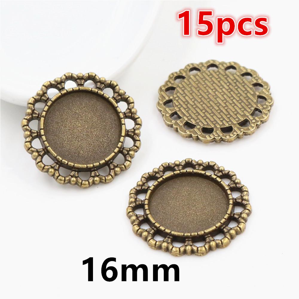 5-15pcs 16mm 18mm Inner Size Pendant Cabochon Blank Base Setting Bezel Tray DIY Jewelry Making Accessories for Necklace Keychain