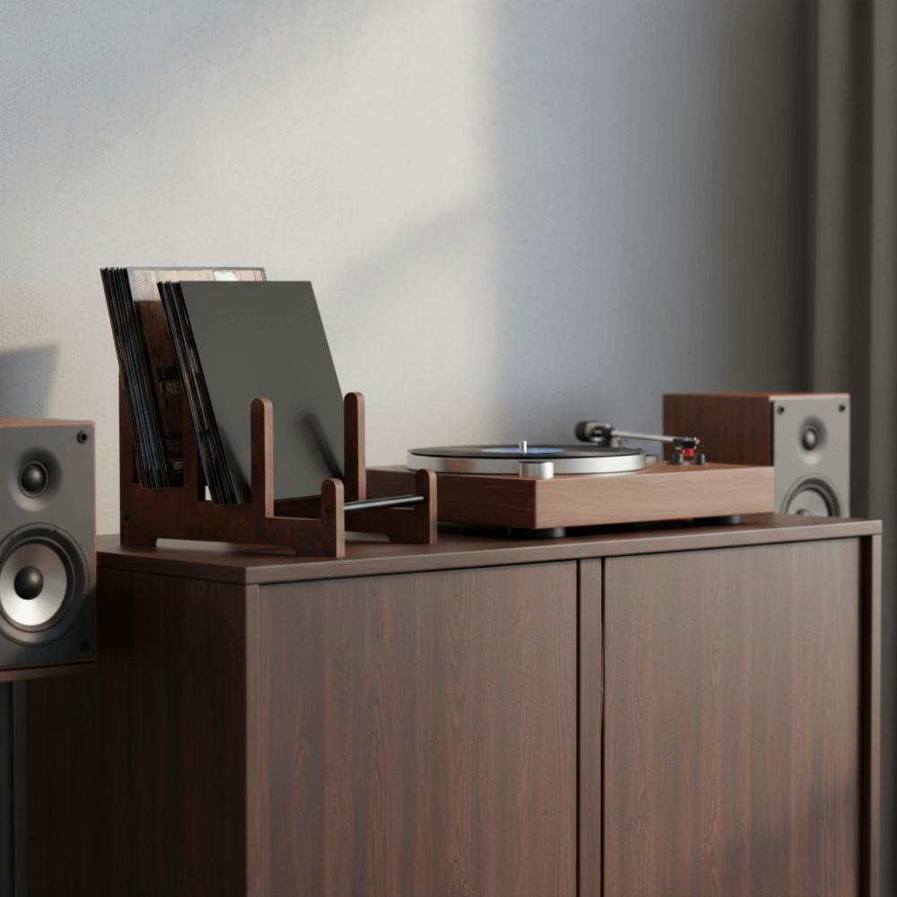 Large Capacity Vinyl Record Holder Brown Book Storage Rack Vintage CD Display Stand  CDs