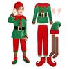 Christmas Elf Costume Set Boys Girls Festive Elf Outfit Kids Classic Red Green Elf Hat Stockings Set Dress-up Attire for Parties Cosplay Performance