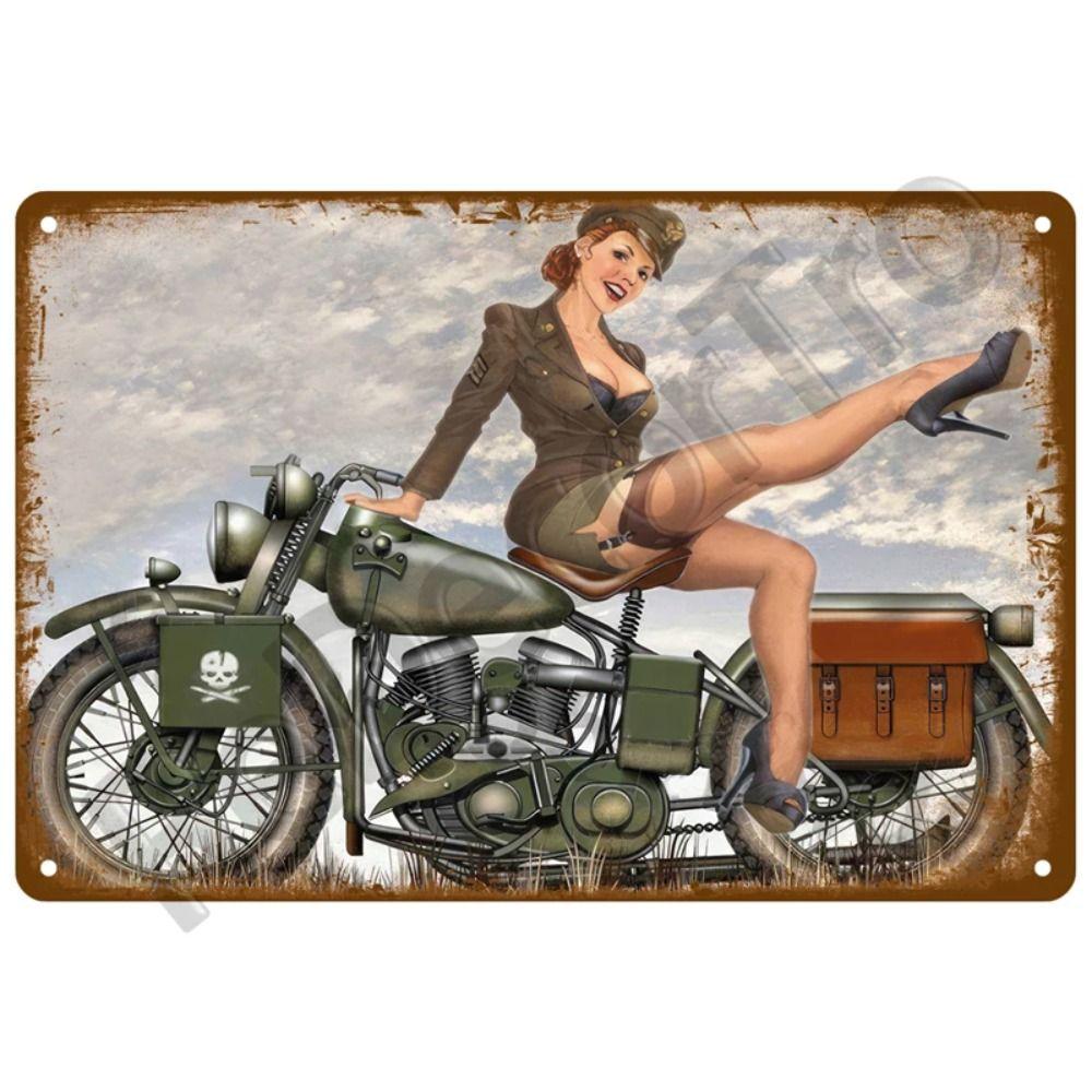 Metalowa Tabliczka Dekoracyjna na Ścianę do Garażu Motocyklowego 20x30cm