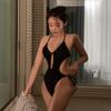 Einteiliger Badeanzug für Damen in Unifarben Mit Cut-Out Detail Figurbetont Eingearbeitete Polster Ohne Bügel Schwimmen Wasseraktivitäten