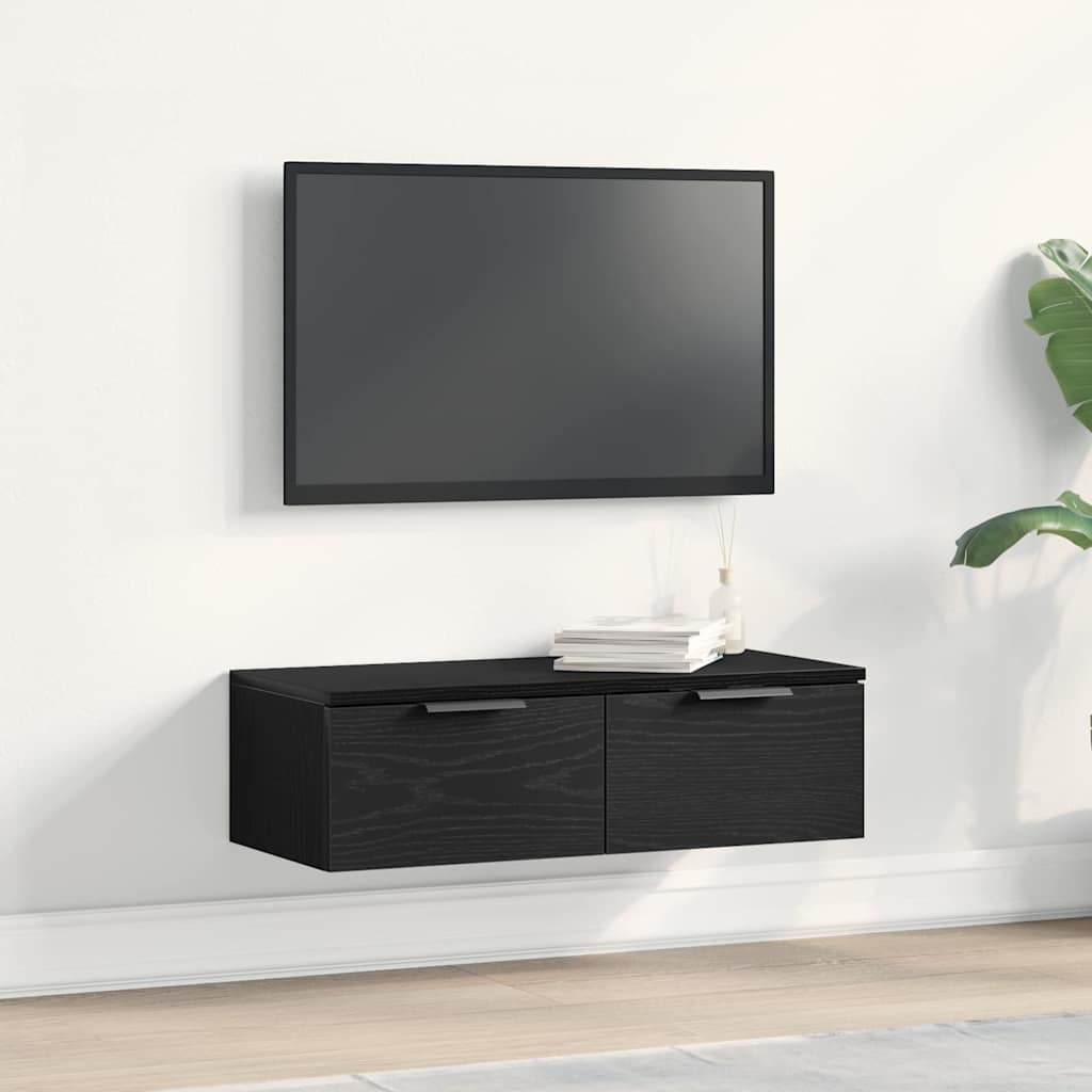 Wall Cabinet Black Oak Effect 68 x 30 x 20 cm Engineered Wood