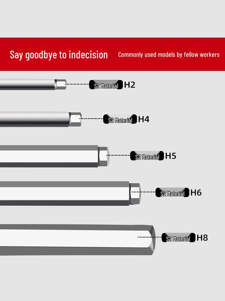 Hexagonal High Hardness S2 Bit Set for Pneumatic & Electric Screwdrivers