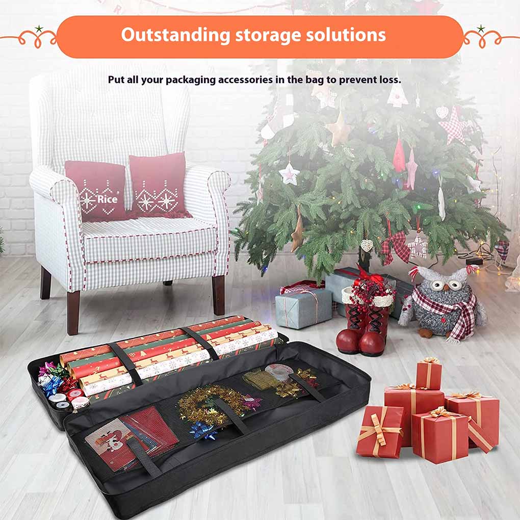 2025 New Christmas Gift Wrap Storage Bag Underbed Storage Organizer With Thicken Handles Xmas Wrapping Paper Storage Box