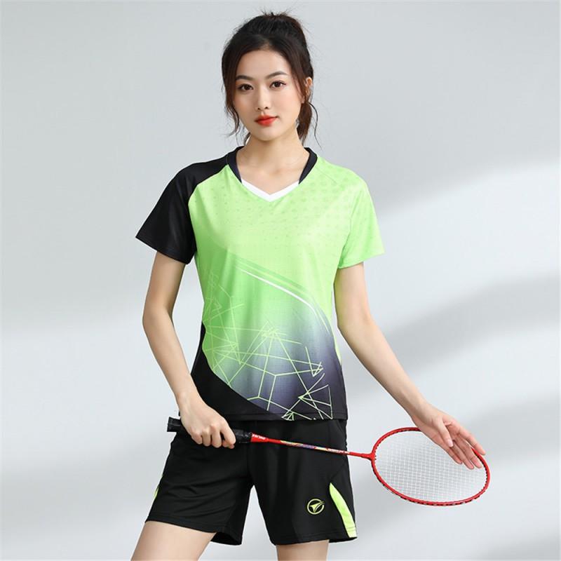 Unisex Badminton Sport Set Short Sleeve Top Shorts Men Women Kids Athletic Wear