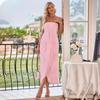 Women Spring Solid Color Sleeveless Knitted Strapless Dress Summer Casual A-Line High Waist Slim Long Dresses S-XL