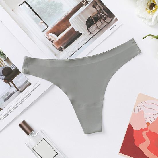 String Sexy en soie glacée sans couture pour femmes, taille basse, slip lisse, respirant, entrejambe en coton, culotte confortable