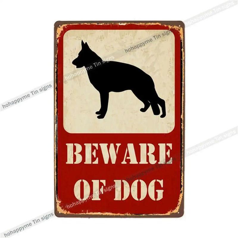 Retro Metal Sign German Shepherd Patrol Warning Decorative Plate for Home Wall 20x30cm