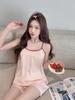 Imitation acetic acid hanging cover women's new ice silk suit thin silk high-end loungewear shorts with chest pads 111