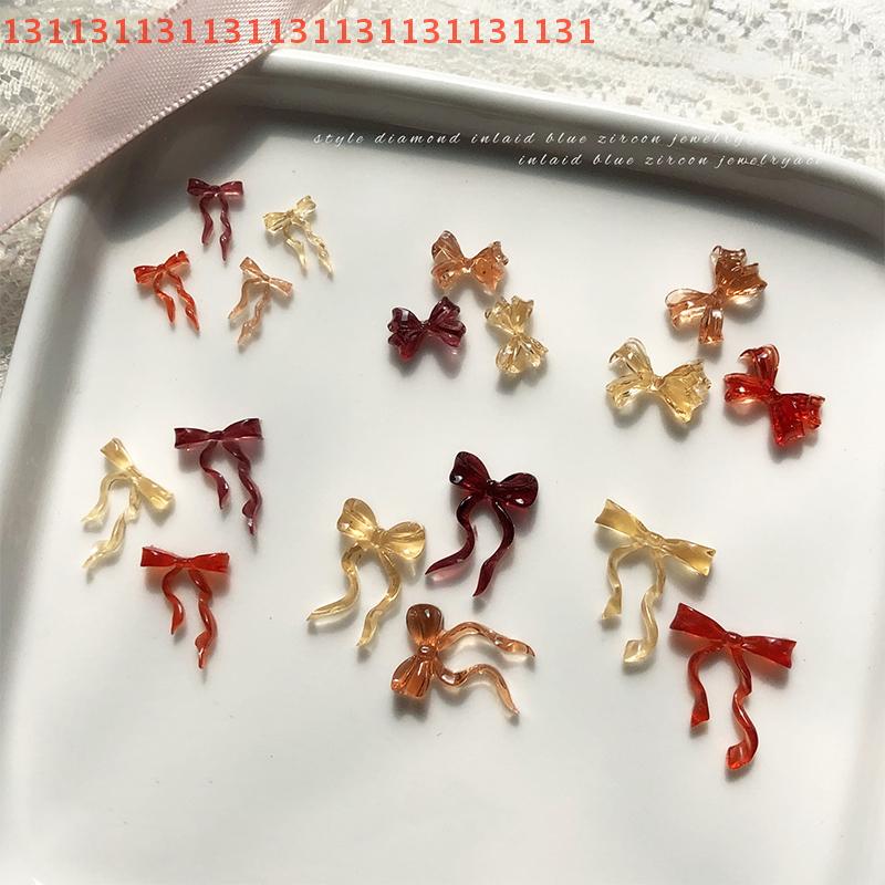 30pcs Mixed Color Resin Line Bowknot Bow Tie Ribbon Nail Art Decorations DIY Manicure Rhinestones Accessories