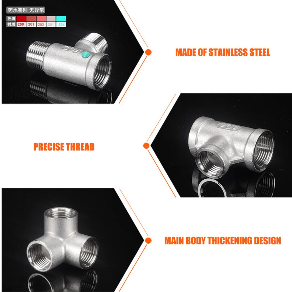 Stainless Steel Tube Pipe Fittings Y Shaped Tees 45 Degree Oblique Joint for Gas Water Systems Kitchen Garden Irrigation