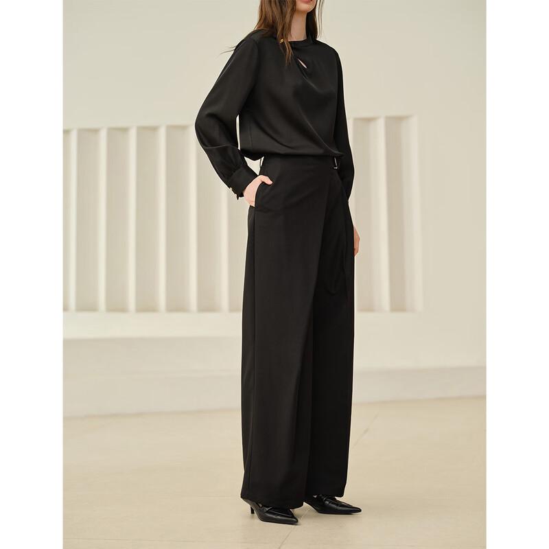 Giovanni Valentino Women's Asymmetric Waist Wide-Leg Casual Trousers