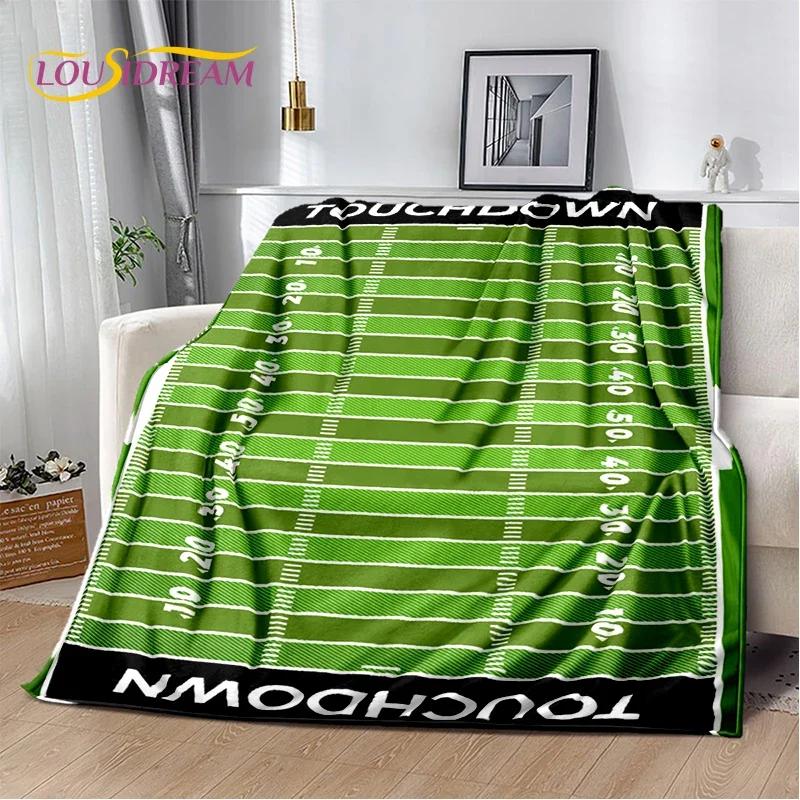 Cartoon 2025 Rugby Field Rugby American Football Soft Blanket,Soft Throw Blanket for Home Bedroom Bed Sofa Travel Cover Child