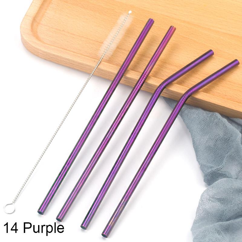 FAIS DU 304 Stainless Steel Straws Reusable Straight Bent Metal Drinking Straw With Cleaner Brush Set Party Bar Accessory