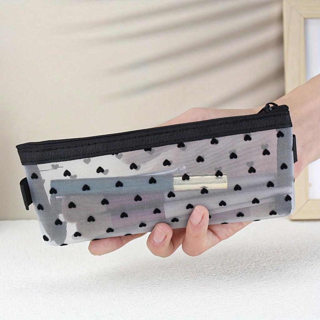 1 Piece Transparent Mesh Makeup Bag, Travel Portable Makeup Brush Organizer, Women'S Lipstick Storage Tool