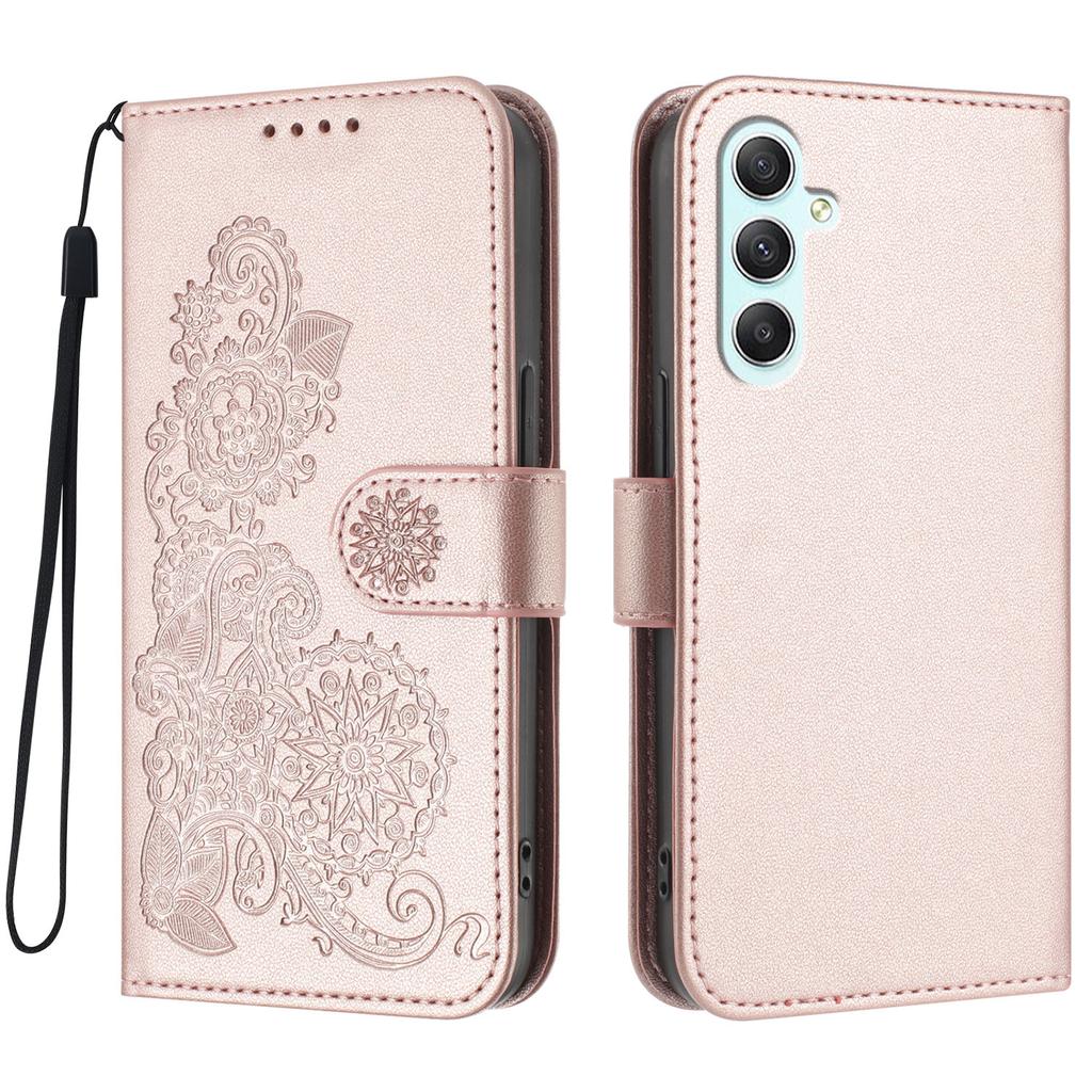 For Samsung Galaxy A35 5G Phone Cases Mandala Flower Leather Wallet Mobile Cover with Strap