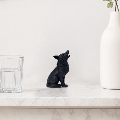 Heulender Wolf Statue, 3D Gedruckte Mini Tierfigurine, Stehender Sitzender Wolf Dekor für Schreibtisch Regal, Geschenk für Wolfsliebhaber