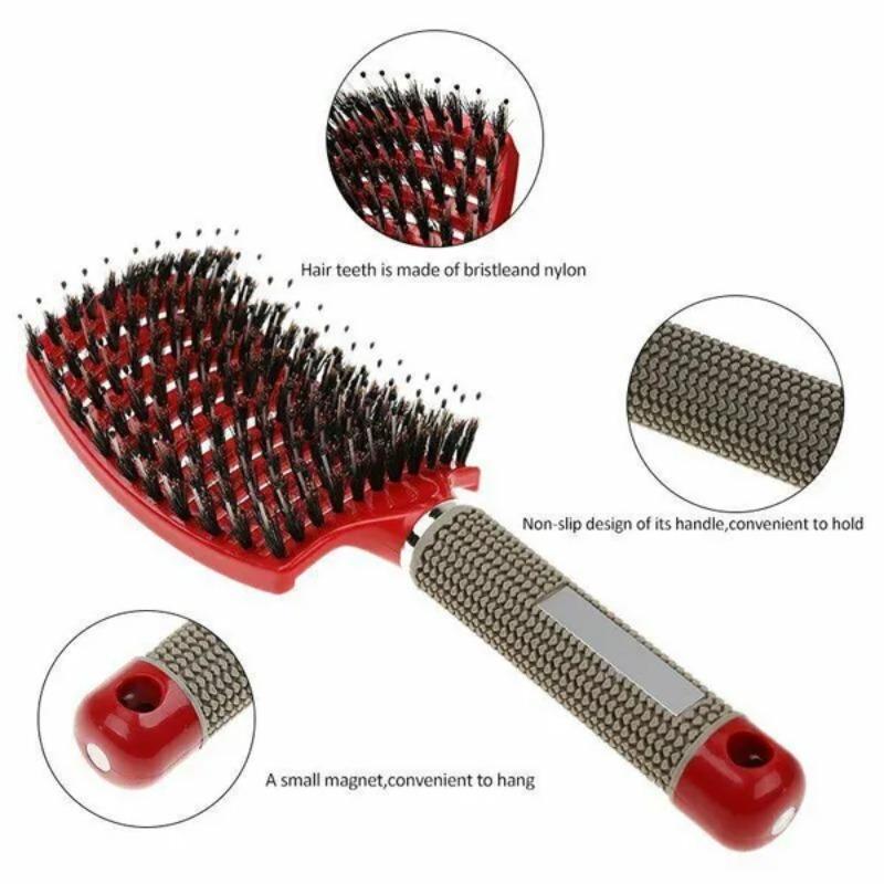Detangling Nylon Bristle Brush Women Men Hair Scalp Massage Comb Hairbrush