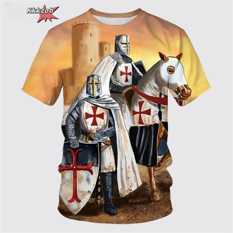 

Retro Templar 3D Printed Men s T-shirt Summer Men s Casual Oversized T-shirt Harajuku Street Top S