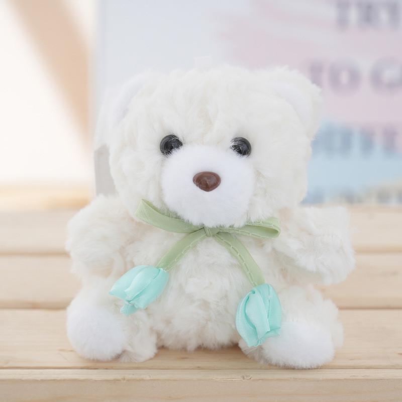 Plush Flower Bear Keychain With Soft Pp Cotton For Women And Girls