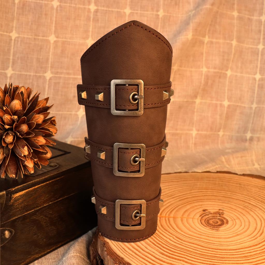 4 Pcs Mens Renaissance Costume Medieval Knight Tunic Costume Viking PU Belt Arm Guards Halloween Elf Warrior Cosplay