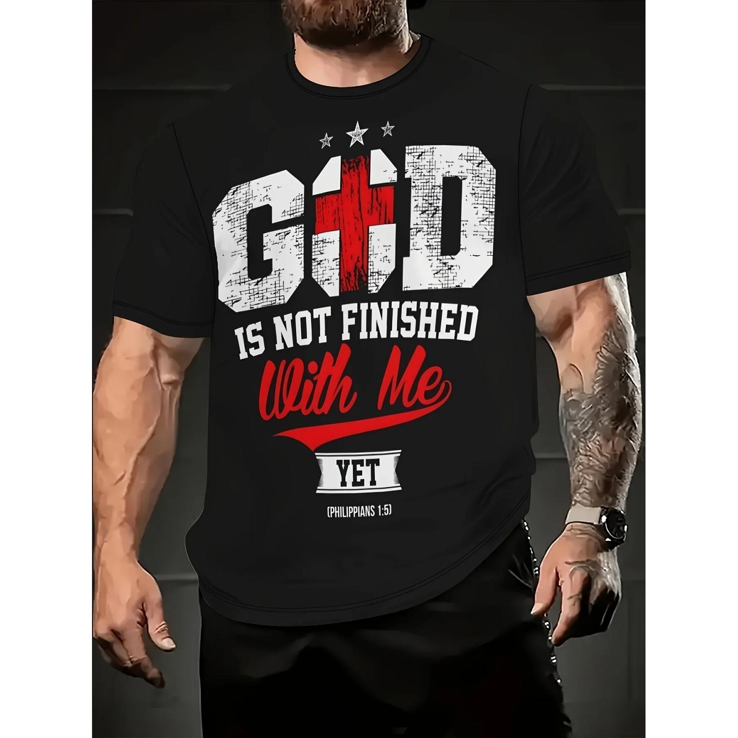 

God Inspired Information T-shirt Print Casual Comfortable Fabric Fashion Plus Size _God Hasn t Finished My Job Yet_ S чёрный