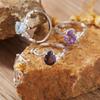 Water Drop Shape Natural Citrine Amethyst Ring Women'S S925 Sterling Silver Jewelry Leaf Model