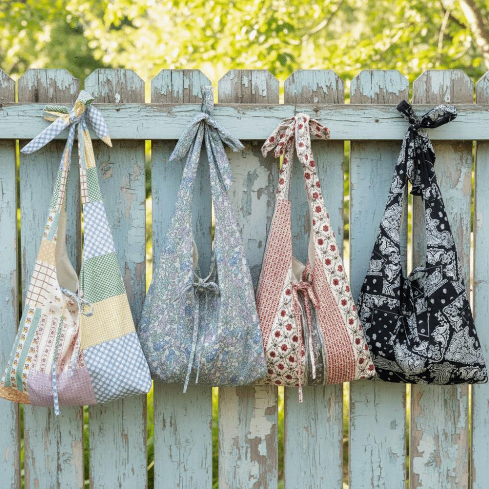 Cotton Material Floral Print Tote Bag Double-sided Design Reusable Shopping Bag Large Capacity Floral Print Crossbody Bag Travel
