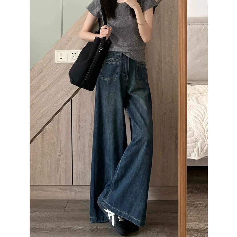 

High-Waisted Plus Size Velvet Wide-Leg Jeans for Autumn/Winter L