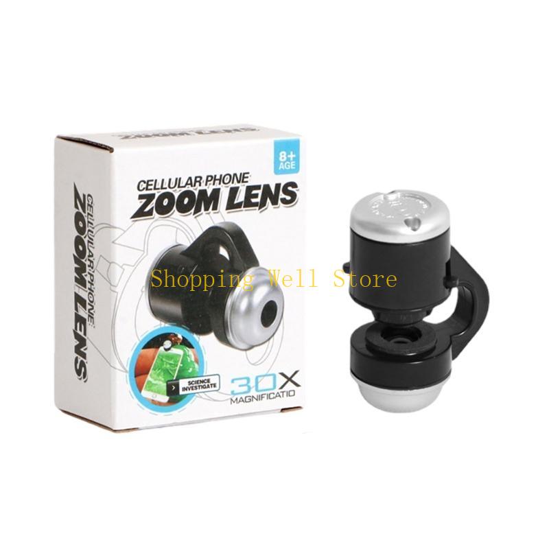 

KX4B Universal Microscope 30X Magnifier with LED Light Macro Lens Clip чорний
