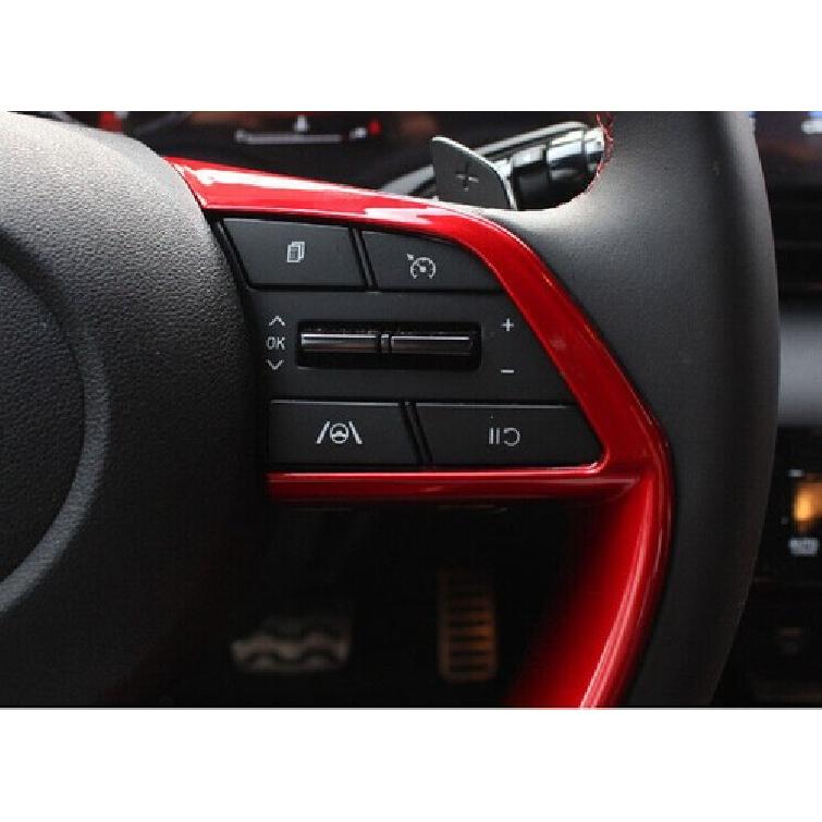 For Hyundai Elantra 2021-23 Red Glossy Steering Wheel Button Frame Trim 2PCS Fit