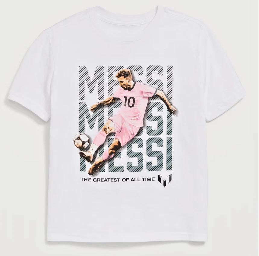 

Messi Boy s White Triple Logo Kick T-Shirt, Boy s Sizes XS-XL. New in Polybag! 120