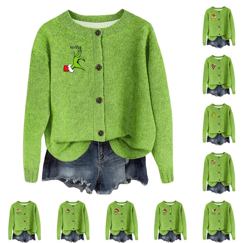 Women's Vintage Knit Button Print Cardigan Jacket