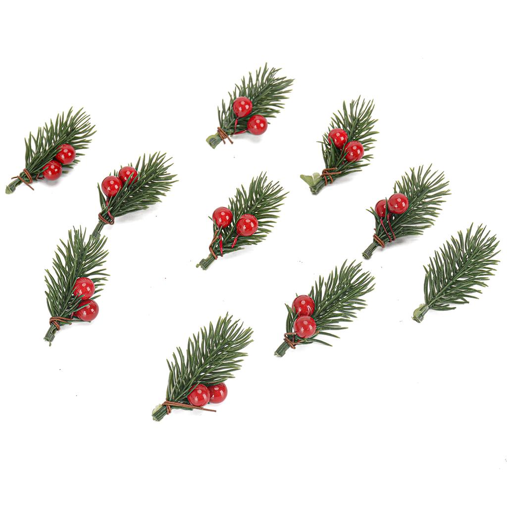 10 Stück Weihnachten Rote Beere Tannenzapfen Stechpalmenzweige Künstliche Kiefernnadeln Weihnachtsbaumschmuck Heimdekoration DIY Kranz Geschenk