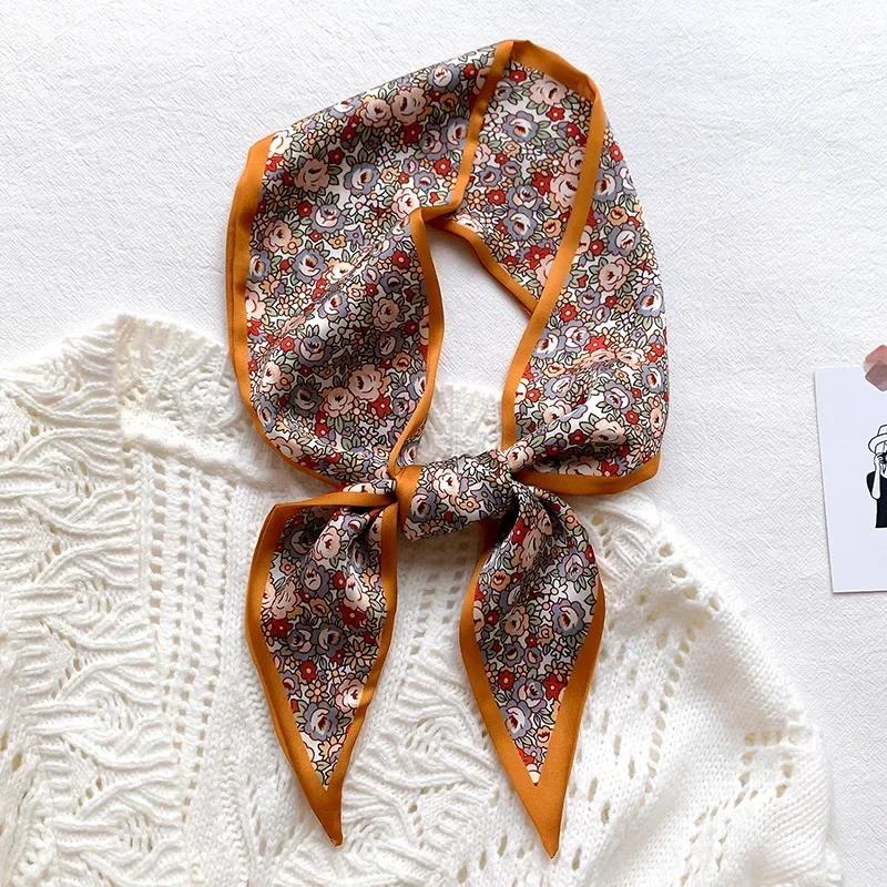 Fashion Print Hair Ribbon Scarf Women Neck Tie Bag Scarfs Satin Silk Skinny Headscarves Ladies Foulard Floral Bands 2026 New