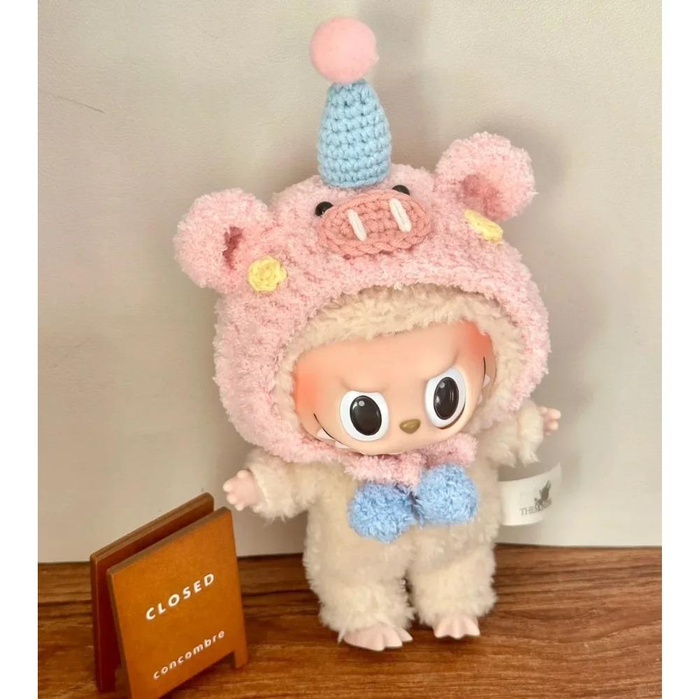 New 17cm Labubu Inventory Cute Fashion Clothing Accessories Labubu Headband Scarf Decoration Bubble Doll Clothing Birthday Gift
