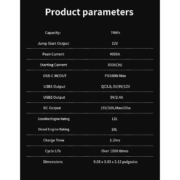 GOOLOO 4000A 12V Charger External Battery Booster 24000mah Car Jump Starter Car Battery PD100W Fast Charging Portable Power Bank