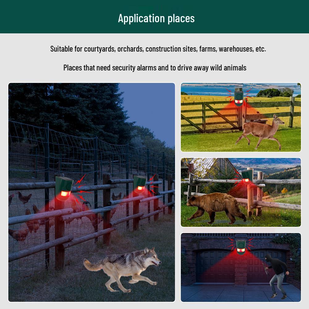 Solar-Powered Infrared Alarm: Motion-Activated Light & Sound Anti-Theft & Animal Repellent
