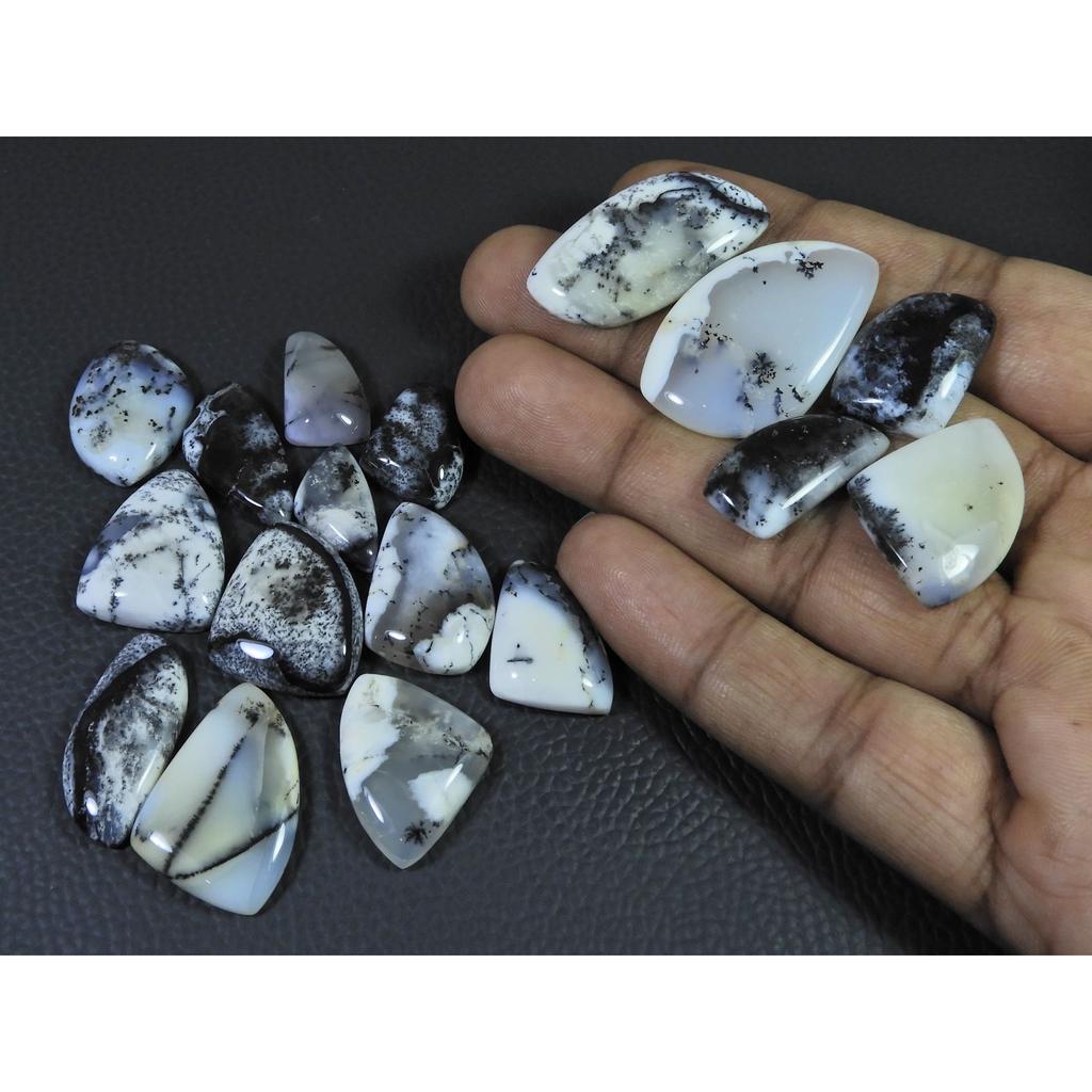 261Cts. Natural Dendrite Opal Agate Fancy Cabochon Loose Gemstone 17Pcs Lot C-2001