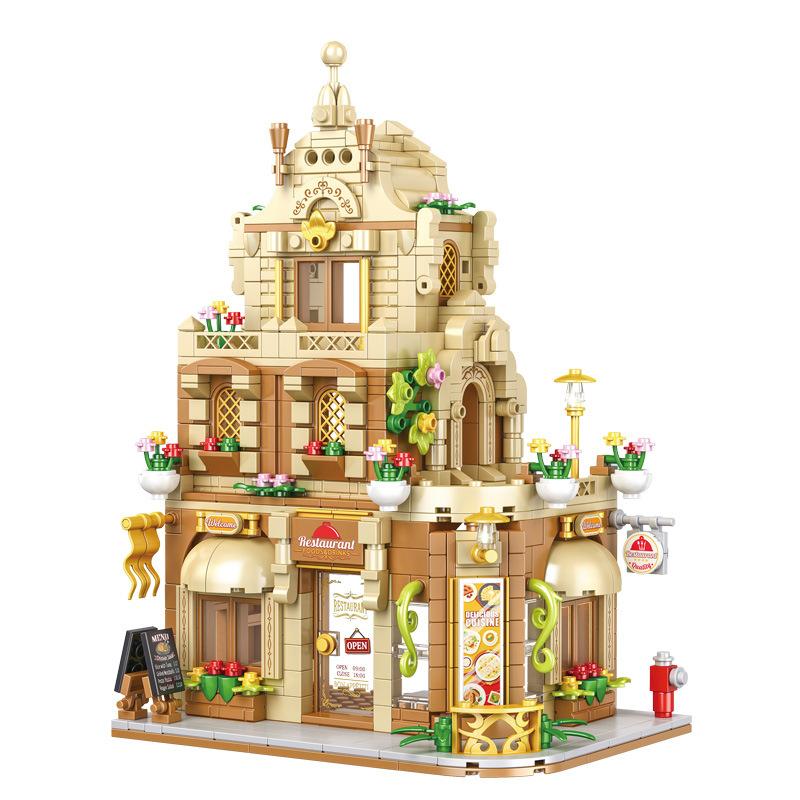 City Series Building Blocks Street View Restaurant House Model Gift for Girls Boys Christmas Birthday Toys Kids