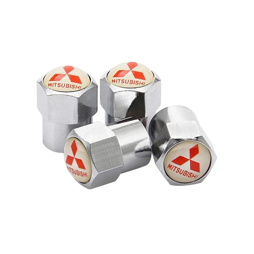 Tyre Stem Covers for Mitsubishi Car Logo Ralliart Lancer Outlander ASX Colt Pajero Eclipse EVO Colt Wheel Tire Valve Caps 4pcs