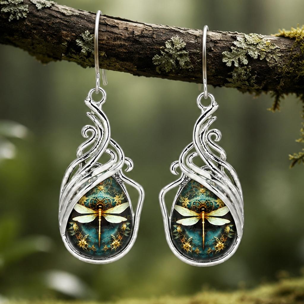 Shein Bestselling Dragonfly Teardrop Earrings, Bohemian Vintage Artistic Style Hollow Totem Earrings for Women