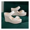 Jisyu Ruchina Cubic Wedge Heel Mule Slipper