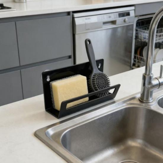 Kitchen Sink Sponge Holder Suction Scrubber Organizer Quick Cup Sponge Drying Open Sponge Caddy for Kitchen